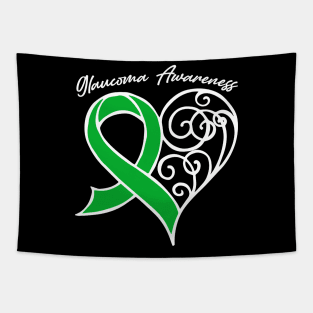 Glaucoma Awareness Heart Ribbon Gift Valentines Day - In This Family Nobody Fights Alone Tapestry