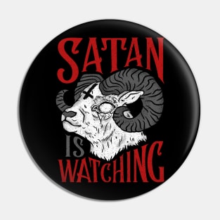 Satan is Watching T-Shirt I Satanic Goat Pin