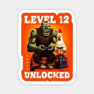 Level 12 Unlocked, Birthday - Zombie And Chicken #2 Magnet
