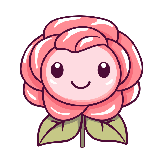 cute rose flower cartoon, kids design v2 by H2Ovib3s