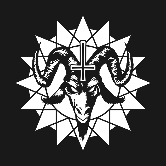 Satanic Goat Head with Chaos Star (white) by Mystic-Land