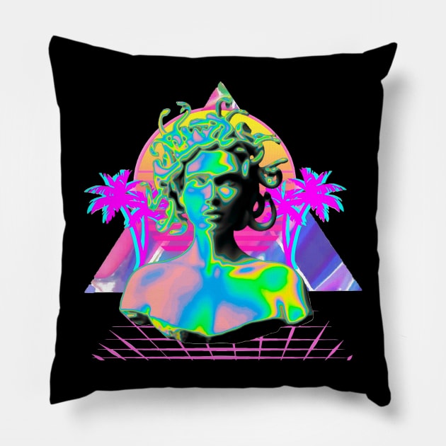 vaporwave medusa Pillow by yagakubruh