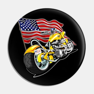 Motorcycle with the flag of the United States Pin