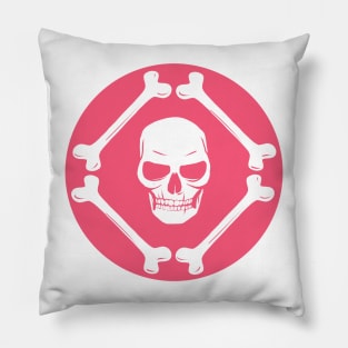 Skull and bones pattern white & sweet pink Pillow