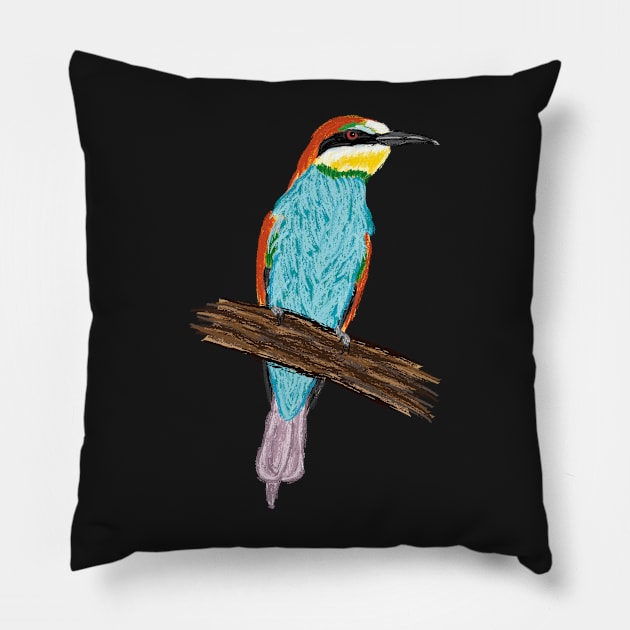 Nice Artwork showing an European Bee-Eater V Pillow by JDHegemann