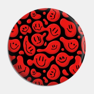 Red Liquid Smiley Faces Pin