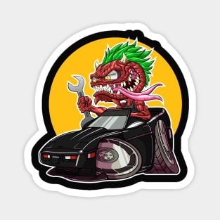 DigiRods Gremlin Mechanic Monster Driver Black Chevy C4 Corvette Hot Rod Shifter Cartoon Car Magnet
