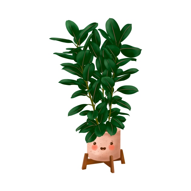 Cute Plant Illustration, Ficus Elastica Illustration by Gush Art Studio 1