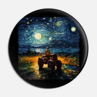 Barnyard Bliss Farmer's Fantasy Tractor And Farmer Starry Night Pin