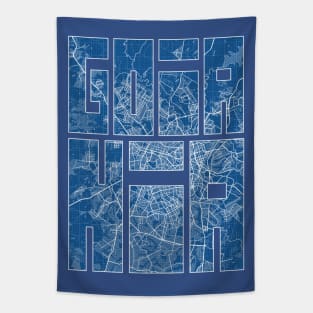 Goiania, Brazil City Map Typography - Blueprint Tapestry