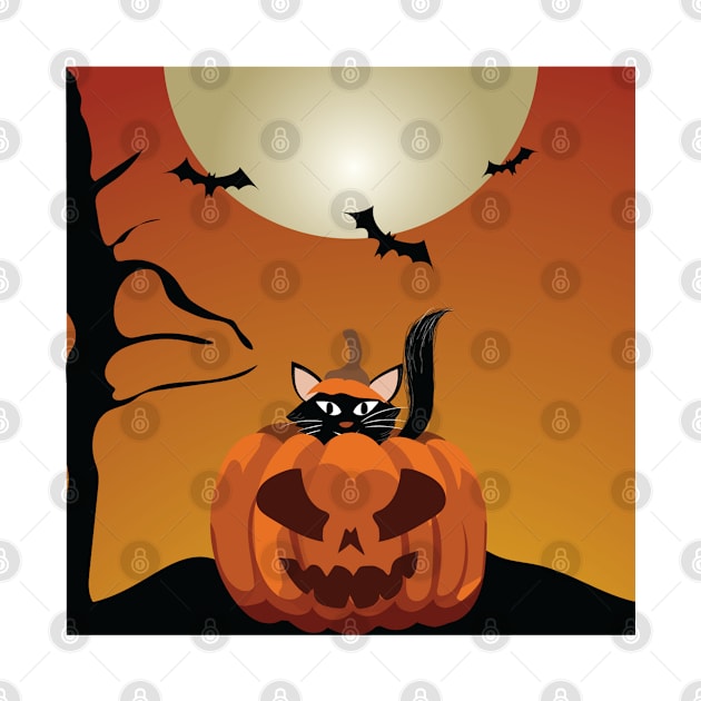 Halloween Pumpkin Cat I Holidays by Art by Ergate