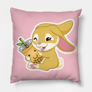 Year of the Rabbit Bunny Bubble Boba Tea Pillow