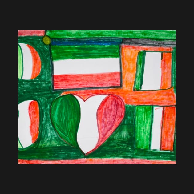 Italia flag surrounded by a love heart two squares ,two circles coloured background by PodmenikArt