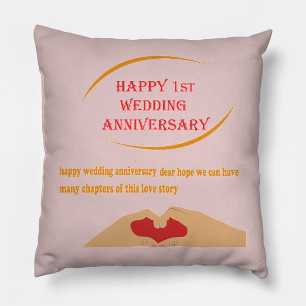 t shirt happy 1st wedding anniversary Pillow by best seller shop