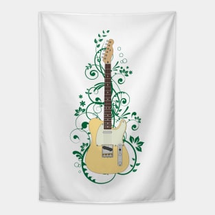 Buttercream T-Style Electric Guitar Flowering Vines Tapestry