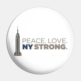 Peace. Love. NY Strong. New York NYC Empire State t-shirt Pin