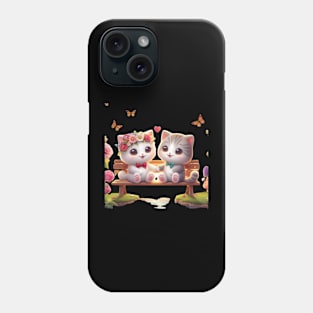 Cute Valentine Couple Cat Phone Case