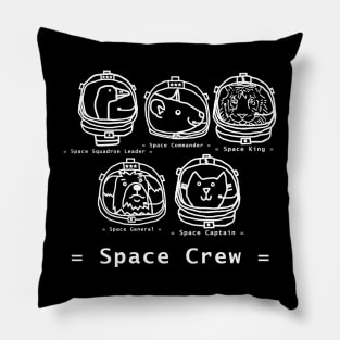 White Line Drawing Space Crew Astronaut Animals Pillow