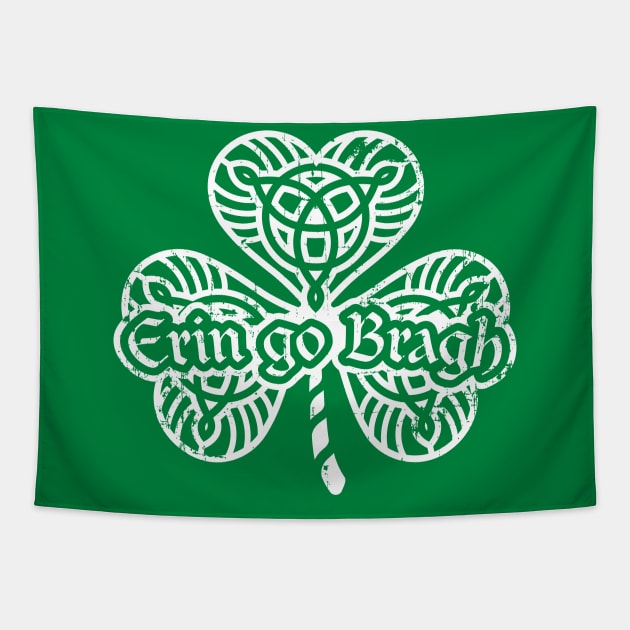 Erin go Bragh! Shamrock (white print) Tapestry by SaltyCult