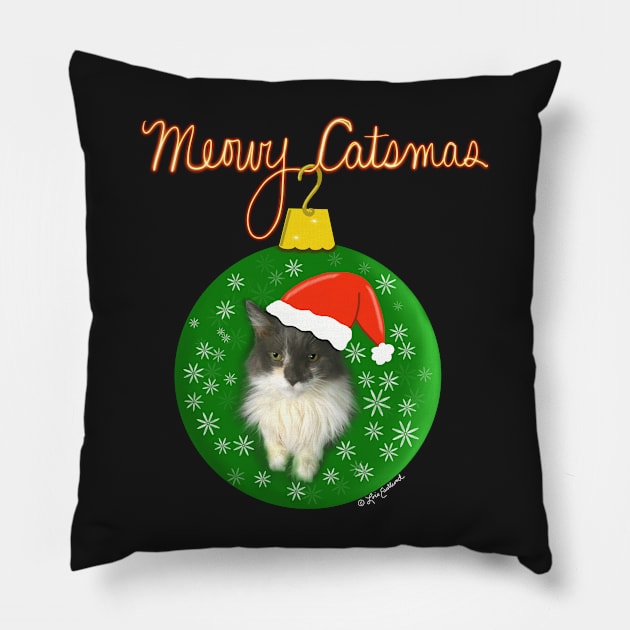 Meowy Catsmas Cat Ornament Design Pillow by loeye