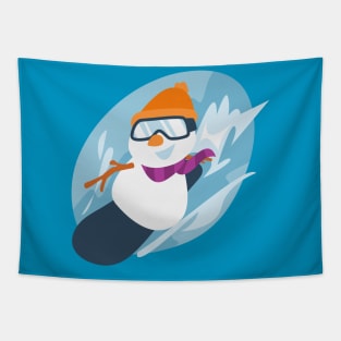 Snowman Snowboarding Tapestry