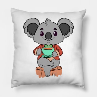 Koala drinking tea Pillow