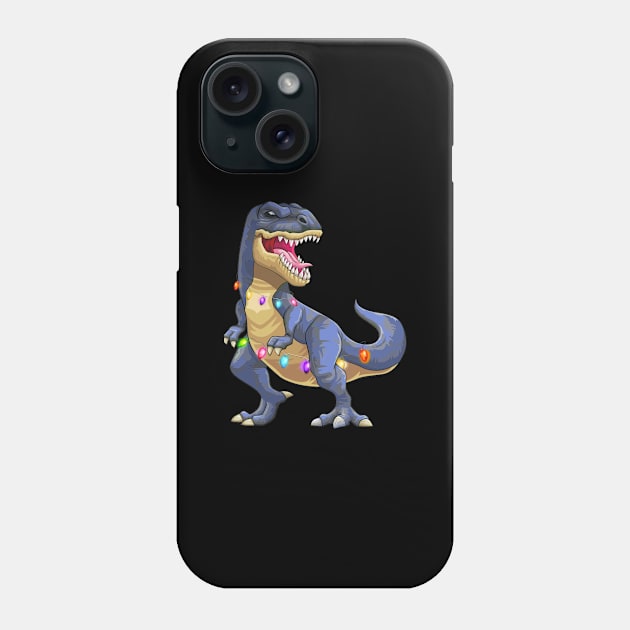 Tyrannosaurus Rex Wrapped In Christmas Lights - Tyrannosaurus Rex Christmas Tree Lights Phone Case by giftideas