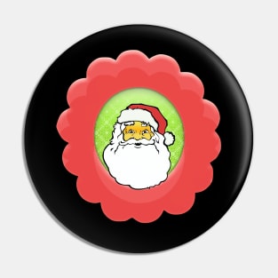 Merry Christmas Old Santa Face Pin