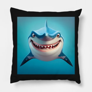 Grinning Shark in Cartoon Style Pillow