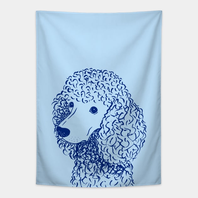 Poodle (Light Blue and Blue) Tapestry by illucalliart