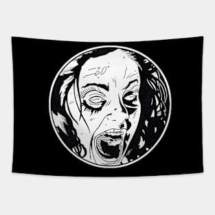 LINDA - Evil Dead (Circle Black and White) Tapestry