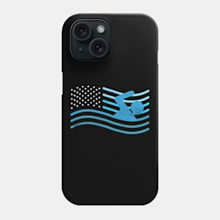 Swiming  USA Flag Phone Case