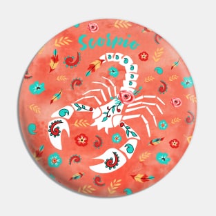 Boho Zodiac Sign- Scorpio Astrology Watercolor Illustration Pin