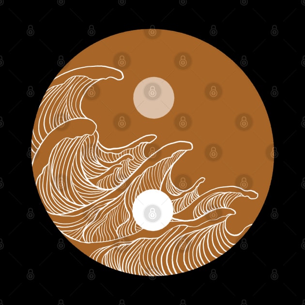 Yin Yang Wave Sun and Moon by Chewbarber