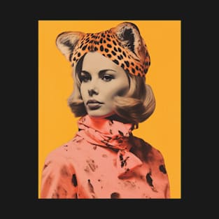 Leopard Woman Portrait Vintage Collage T-Shirt