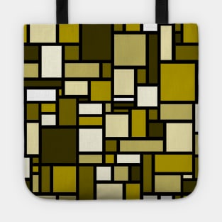 Yellow Brown Square and Rectangle Geometric Patterns - Disco Vibes Tote