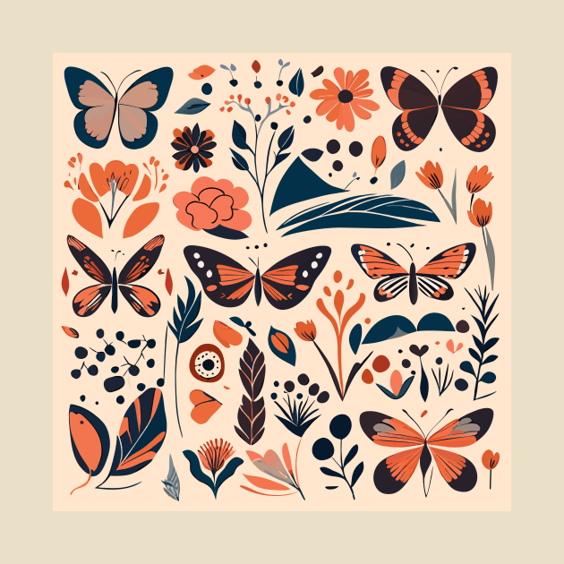 monarch butterflies hand drawing pattern by Lilbangdesigns