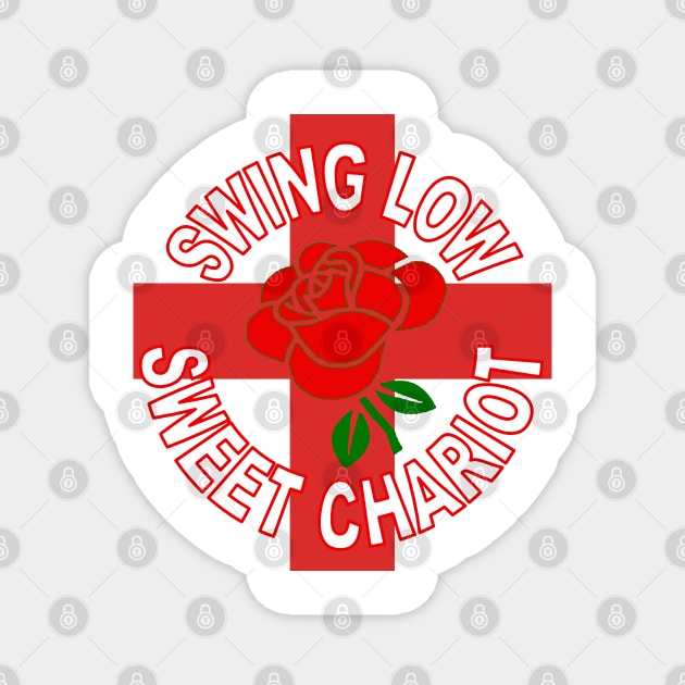 Red Rose Over A Red Cross And Sweet Chariot Quote Magnet by taiche