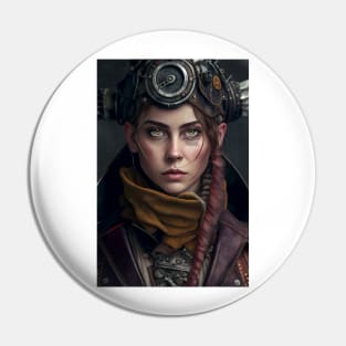 Dieselpunk Chick with Goggles Pin