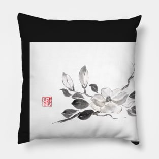 White queen sumi-e painting Pillow