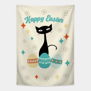 Atomic Era, Mid Century Modern Cat, Happy Easter Tapestry