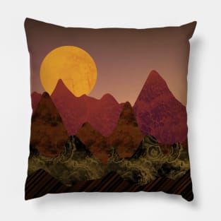 MOUNTAINS Nature Sunset Landscape Pillow
