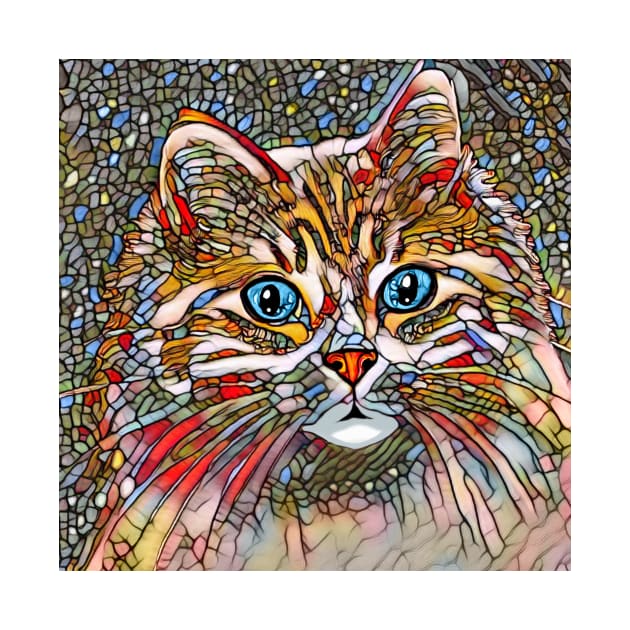 Mosaic Style Cat 699 Multicolor by artbylucie