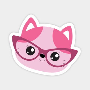 Pink Hipster Cat Magnet