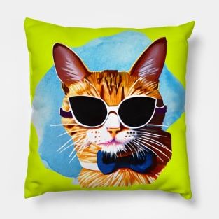 Ginger Cat wearing sunglasses Sassy Cat Pillow