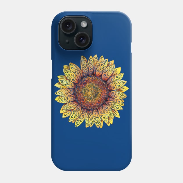 Swirly Sunflower Phone Case by VectorInk