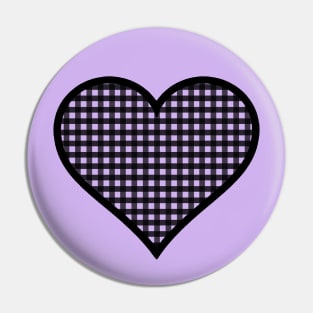 Light Purple and Black Gingham Heart Pin