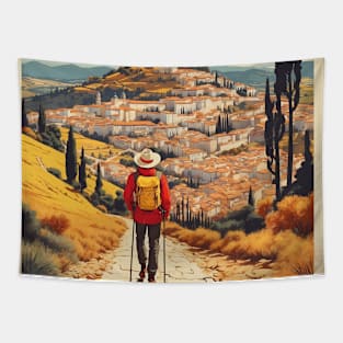 Camino de Santiago Spain Travel Tourism Retro Vintage Tapestry