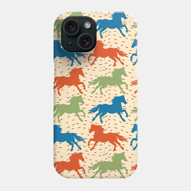 Colorful Horses Running Free Phone Case by Mitalim