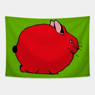 Big Fat Red Rabbit Green Meadow Pop Art Tapestry